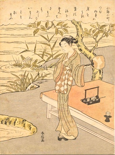 鳥居清長筆「小野小町」（江戸時代・18世紀、大判　錦絵 ）＝東京国立博物館所蔵