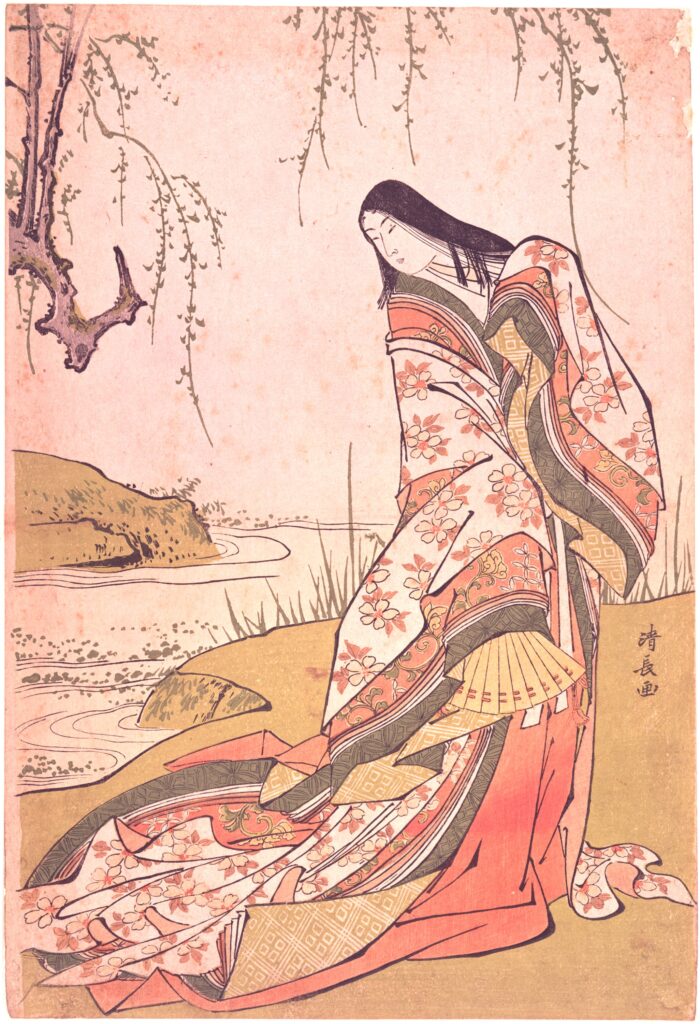鳥居清長筆「小野小町」（江戸時代・18世紀、大判　錦絵 ）＝東京国立博物館所蔵